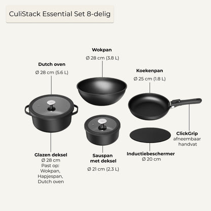 CuliStack Essential Pannenset (8-delig)